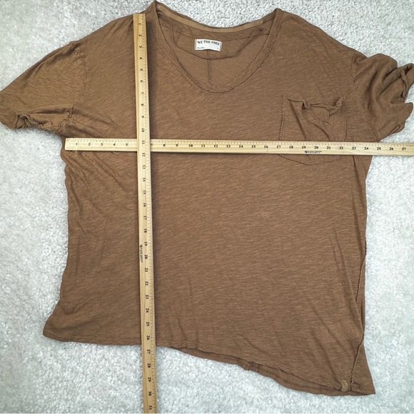 We The Free People Linen Blend Asymmetrical Distressed Slub Knit Top Casual Larg - Picture 9 of 9